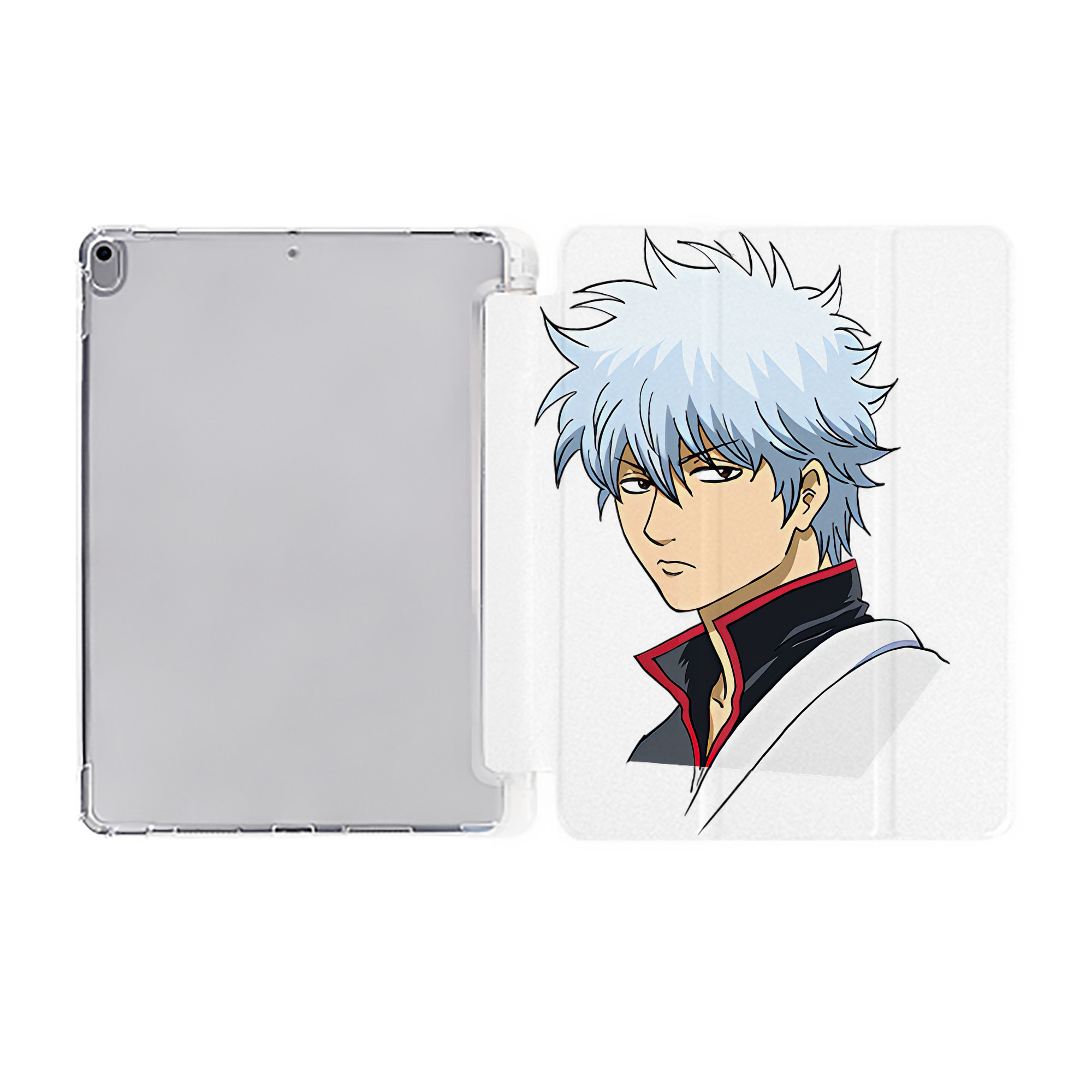 ぎんたま 坂田銀時（さかたぎんとき） 神楽 志村新八（しむら しんぱち） GINTAMA Sakata Gintoki Kagura Shimura Shinpachi IPad ケース ペン収納付き 三つ折りスタンド PUレザー×シリコン 対応機種9.5/10.5/10.9インチ
